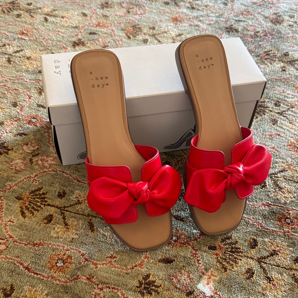 A New Day Women's Vibrant Red Bow Sandals